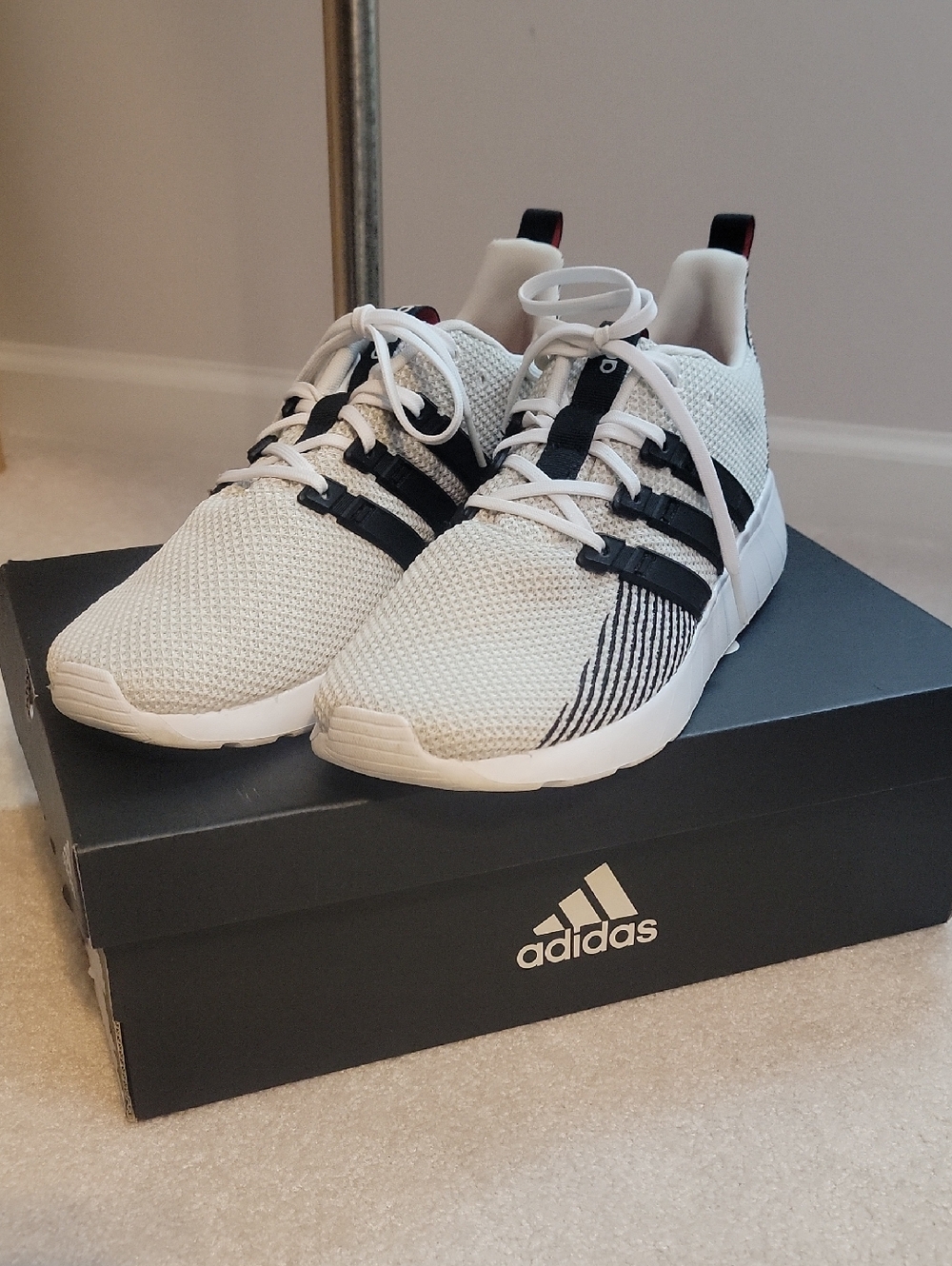 adidas White Sneakers with Black Stripes